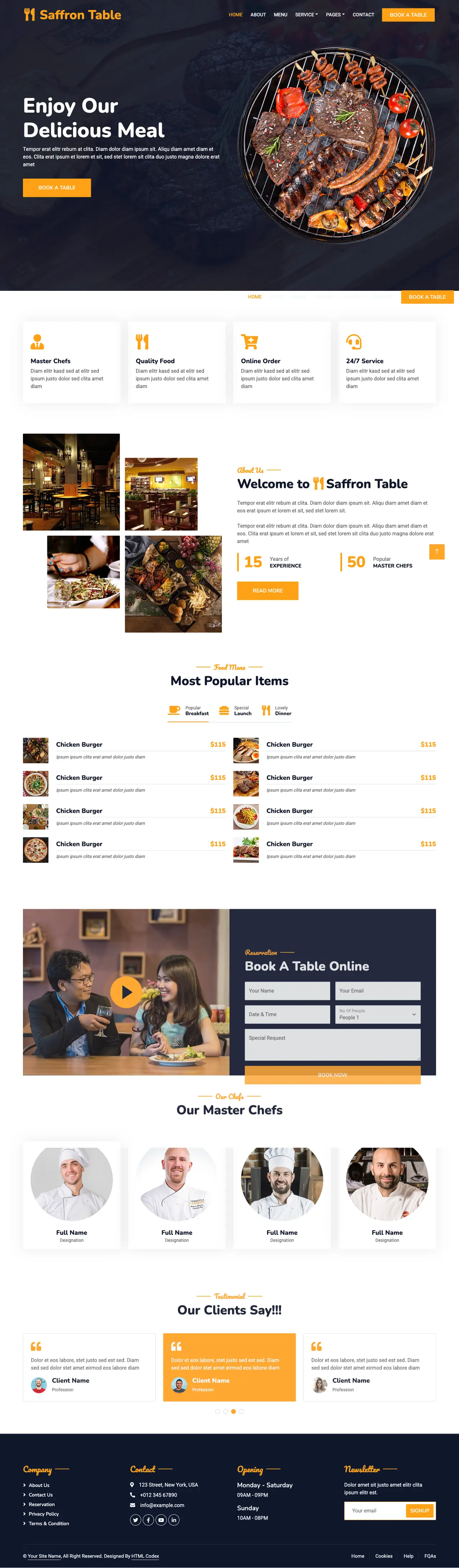 Saffron Table — Restaurant website design
